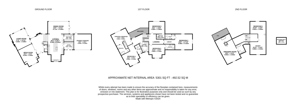 Floor plan showing the layout of all three floors at The Ponds